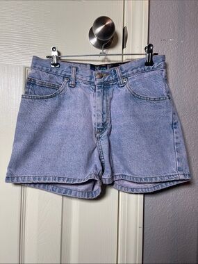Vintage High-Rise Light Blue/pink Denim Women's Jean Shorts